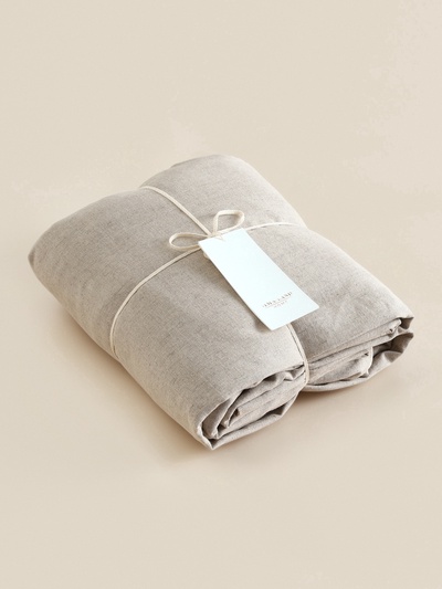Простыня на резинке 2-спальная SL Home Linen collection, 160×200+30 см, полулён, бежевая