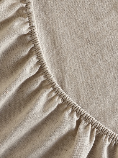 Простыня на резинке 2-спальная SL Home Linen collection, 160×200+30 см, полулён, бежевая