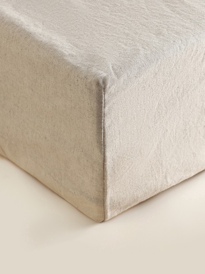 Простыня на резинке 2-спальная SL Home Linen collection, 160×200+30 см, полулён, бежевая