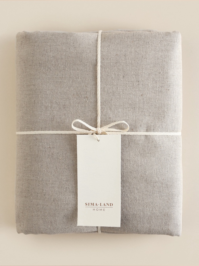 Простыня на резинке SL Home Linen collection 200*200+30 см , цв.бежевый, лён30%/хлопок70%