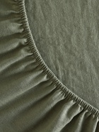 Простыня на резинке SL Home Linen collection 140*200+30 см , цв.зелёный, лён30%/хлопок70% - фото 14820325