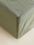 Простыня на резинке SL Home Linen collection 140*200+30 см , цв.зелёный, лён30%/хлопок70% - фото 14820326