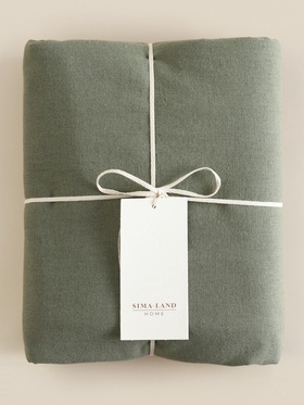 Простыня на резинке SL Home Linen collection 160*200+30 см , цв.зелёный, лён30%/хлопок70% 10857025