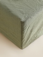 Простыня на резинке 1.5-спальная SL Home Linen collection, 160×200+30 см, зелёная, полулён 10857025