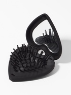 Расчёска массажная «Сердце», складная, с зеркалом, 8×2.5 см, матовая, чёрная - Фото 3