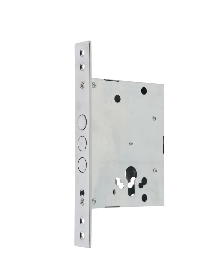 Корпус замка LOCKLAND для металлических дверей, без цилиндрового механизма, хром - Фото 1