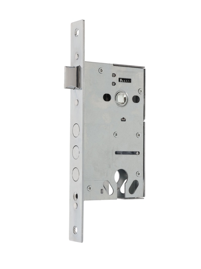 Корпус замка LOCKLAND для металлических дверей, без цилиндрового механизма, хром - Фото 1