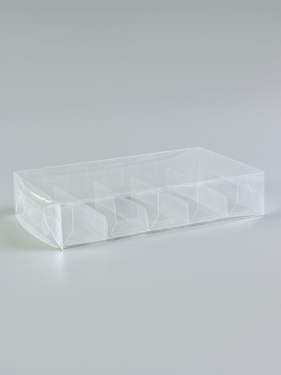 Коробка под 5 эклеров, прозрачная, складная PVC, 25×15×5 см