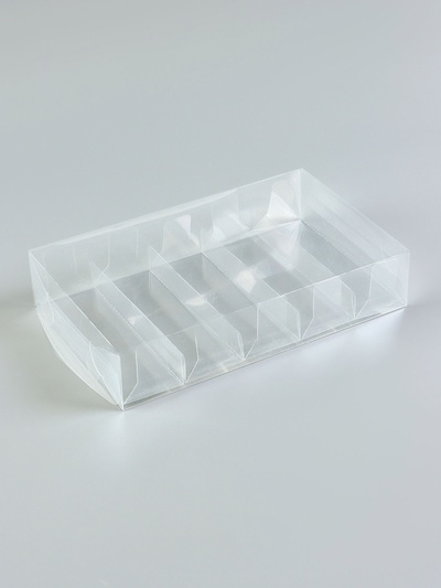 Коробка под 5 эклеров, прозрачная, складная PVC, 25×15×5 см