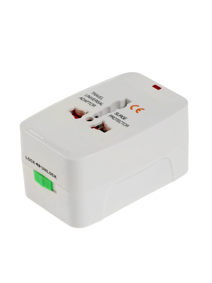 Адаптер универсальный 5 в 1, 6 А, 2 USB-A, 220 В, белый - Фото 1