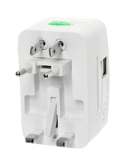 Адаптер универсальный 5 в 1, 6 А, 2 USB-A, 220 В, белый
