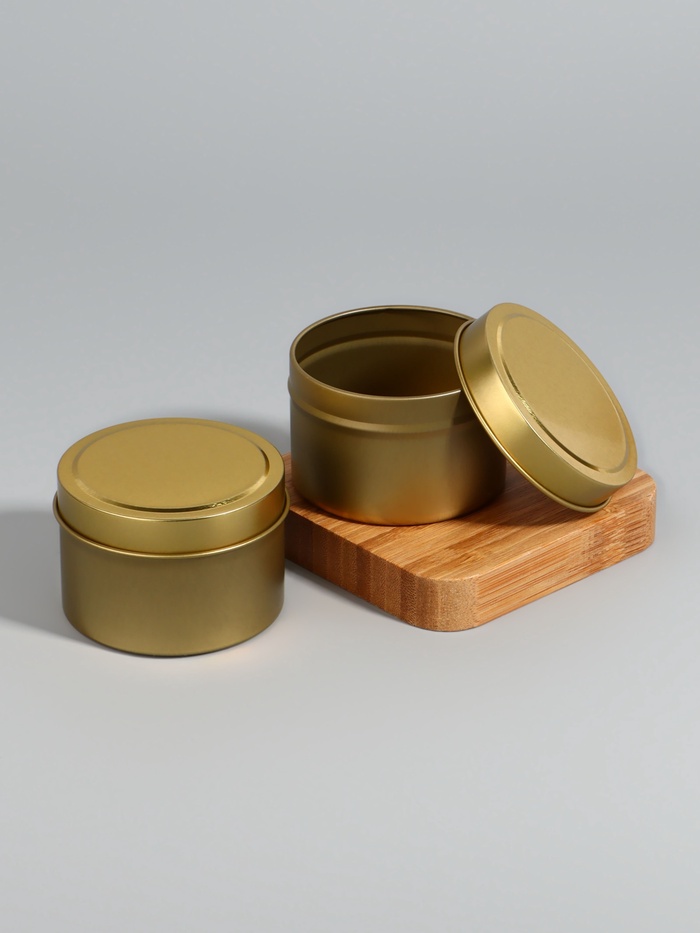 Баночка для хранения, 120 мл, набор - 2 шт., металлическая, цвет золотистый - Фото 1