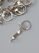 Основа для брелока, карабин металл с плоской цепочкой, серебро, набор 15 шт., 5.8×2.2 см - Фото 1