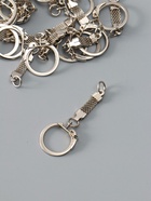 Основа для брелока, карабин металл с плоской цепочкой, серебро, набор 15 шт., 5.8×2.2 см - Фото 2