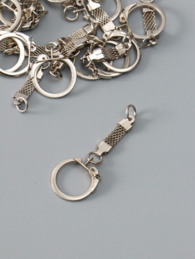 Основа для брелока, карабин металл с плоской цепочкой, серебро, набор 15 шт., 5.8×2.2 см