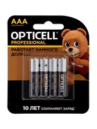 Батарейка алкалиновая OPTICELL PROFESSIONAL, AAA, LR03-4BL, 1.5 В, 4 штуки в блистере - Фото 1