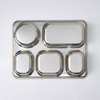 УЦЕНКА Поднос из нержавеющей стали, 5 секций, 28×22×4 см - Фото 3