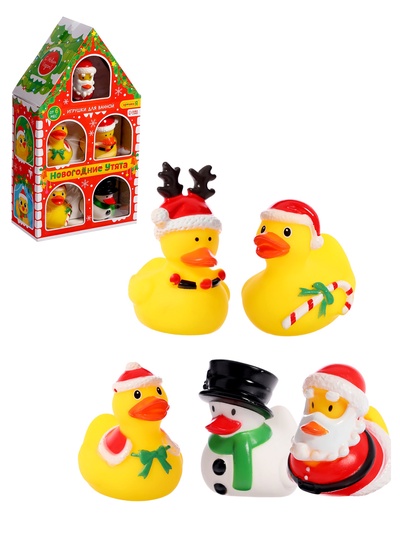 УЦЕНКА Набор игрушек для купания в ванной Крошка Я «Новогодние уточки», 5 шт.