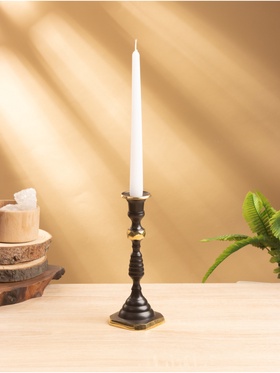 {{photo.Alt || photo.Description || 'УЦЕНКА Подсвечник на 1 свечу «Эйфория», латунь, чёрный с золотом, 8×8×21.5 см'}}