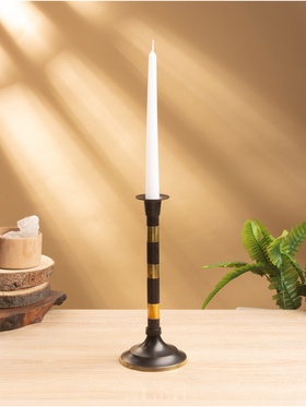 {{photo.Alt || photo.Description || 'УЦЕНКА Подсвечник на 1 свечу «Кофе с молоком», латунь, чёрный с золотом, 10×10×26 см'}}