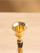 УЦЕНКА Подсвечник на 1 свечу «Сплетение», латунь, чёрный с золотом, 9×9×24 см 10880285