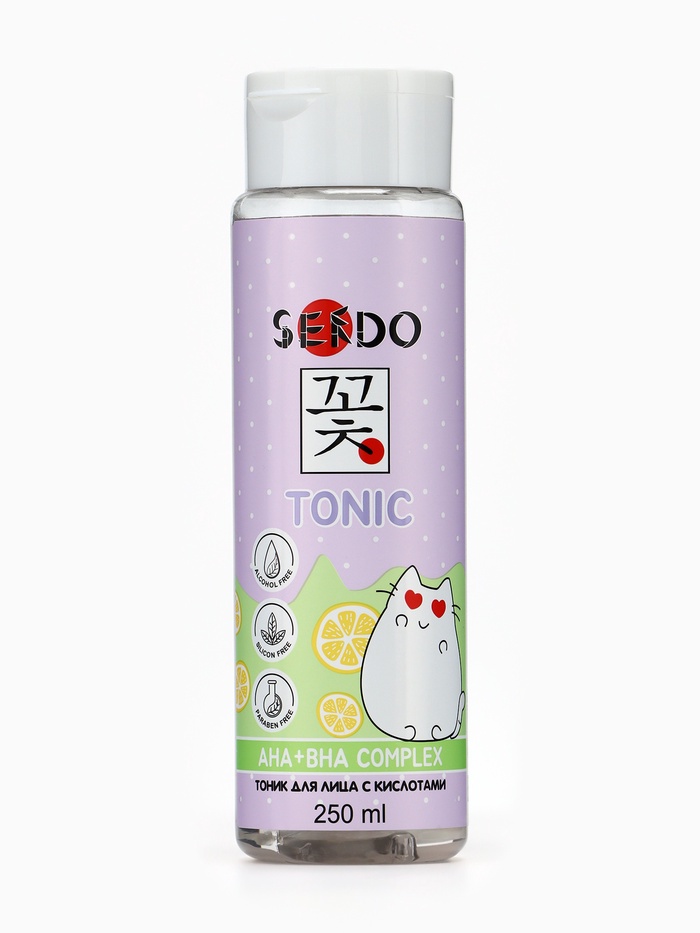 Тоник для лица SENDO с кислотами AHA+BHA complex face tonic, 200 мл - Фото 1