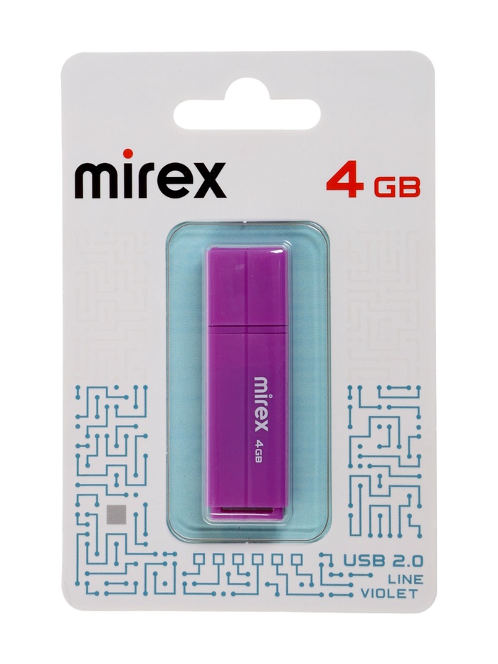 Флешка MIREX LINE VIOLET 4 GB, USB, фиолетовая - Фото 1