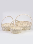УЦЕНКА Набор 3 шт. плетеных корзин, 47×39×14 см, 40×32×15 см, 33×25×13 см, плетённая ручка h=26/23/20 см, белый 10883964