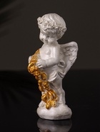 Фигурка гипс «Ангел с рогом изобилия», 8.5×3 см, перламутр 10878471 - фото 16290591