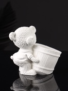 Кашпо гипс «Медведь с горшочком», 9×10×6 см, белый - Фото 2