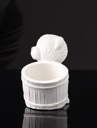 Кашпо гипс «Медведь с горшочком», 9×10×6 см, белый - Фото 6