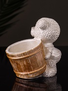 Кашпо гипс «Медведь с горшочком», 9×10×6 см, перламутр - Фото 3