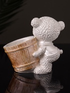 Кашпо гипс «Медведь с горшочком», 9×10×6 см, перламутр - Фото 4