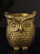 Кашпо гипс «Совушка», 11×10×10 см, латунь - Фото 1