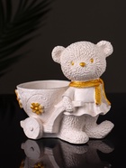 Кашпо гипс «Медведица с тележкой», 10×10×6 см, слоновая кость - Фото 8
