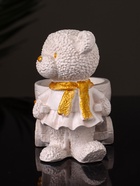 Кашпо гипс «Медведица с тележкой», 10×10×6 см, слоновая кость - Фото 2