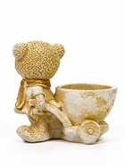 Кашпо гипс «Медведица с тележкой», 10×10×6 см, слоновая кость - Фото 5