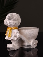 Кашпо гипс «Медведица с тележкой», 10×10×6 см, слоновая кость - Фото 3