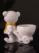Кашпо гипс «Медведица с тележкой», 10×10×6 см, слоновая кость - Фото 4
