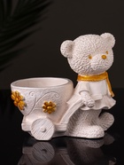 Кашпо гипс «Медведица с тележкой», 10×10×6 см, слоновая кость - Фото 6