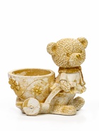 Кашпо гипс «Медведица с тележкой», 10×10×6 см, слоновая кость - Фото 2