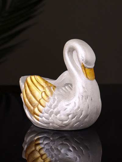 Кашпо гипс «Лебедь», 9×10×6 см, перламутр