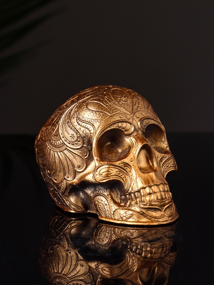 Фигурка гипс «Череп с орнаментом» 6×5×5 см, бронза - Фото 1