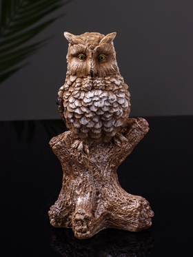 Фигурка гипс «Филин на ветке», 14 см, коричневая 10878506