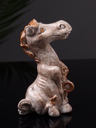 Фигурка гипс «Конь с букетом», 11 см, бежевая - Фото 2