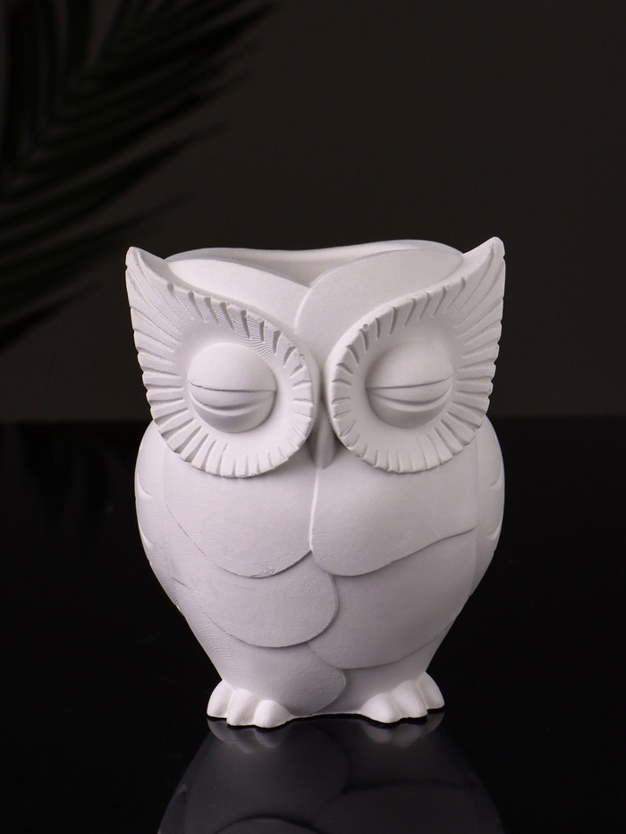 Кашпо гипс «Сова», 10×7 см, натуральный - Фото 1