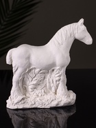 Фигурка гипс «Конь в траве стоит», 12×14×6 см, натуральный - фото 53882950