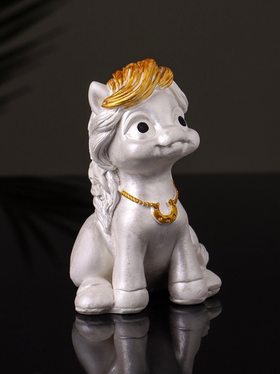 Фигурка гипс «Пони с подковой», 8×5×5 см, перламутр