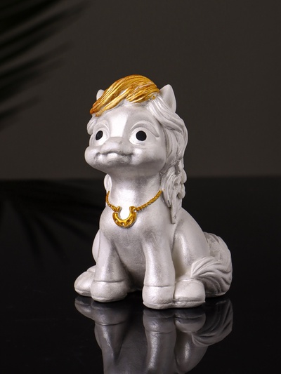 Фигурка гипс «Пони с подковой», 8×5×5 см, перламутр