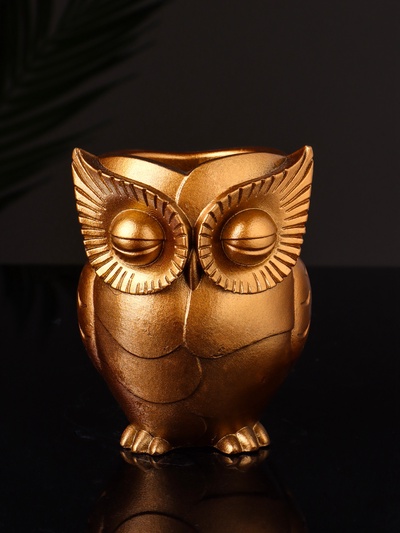 Кашпо гипс «Сова», 10×7 см, цвет бронза